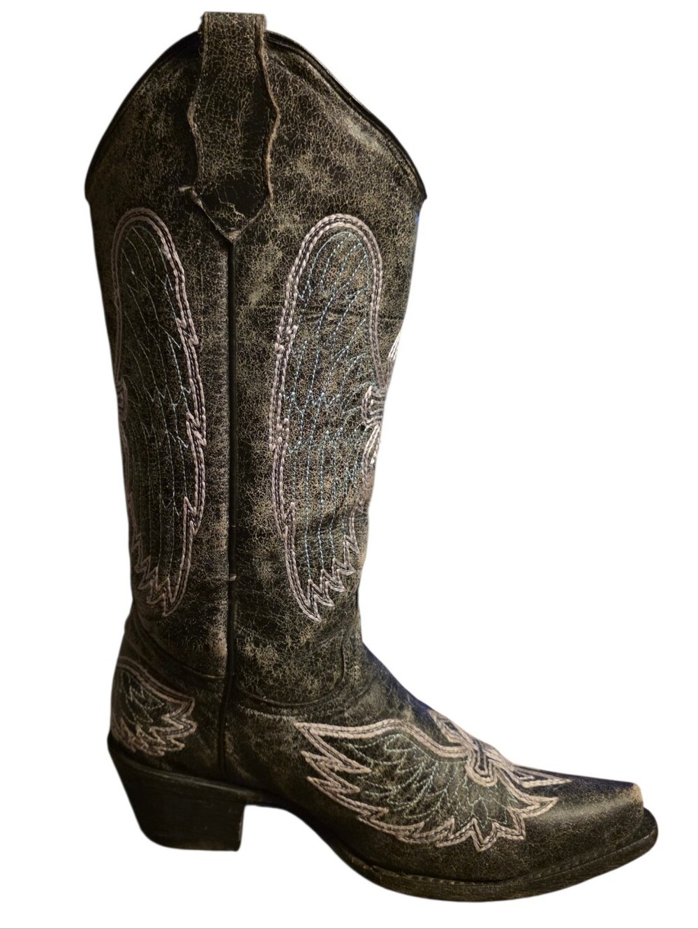 Corral Circle G Black Leather Wing & Cross Cowgirl Boots Women
